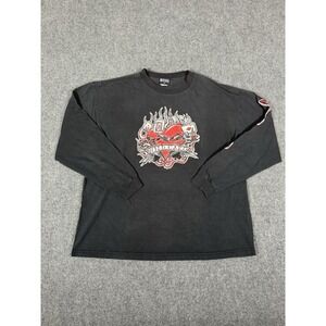 Vintage Y2K Extreme Limit T Shirt Mens Medium Black Long Sleeve Casino Graphic